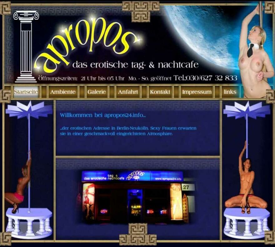 Screenshot der Webseite des ehemaligen Bordells Apropos