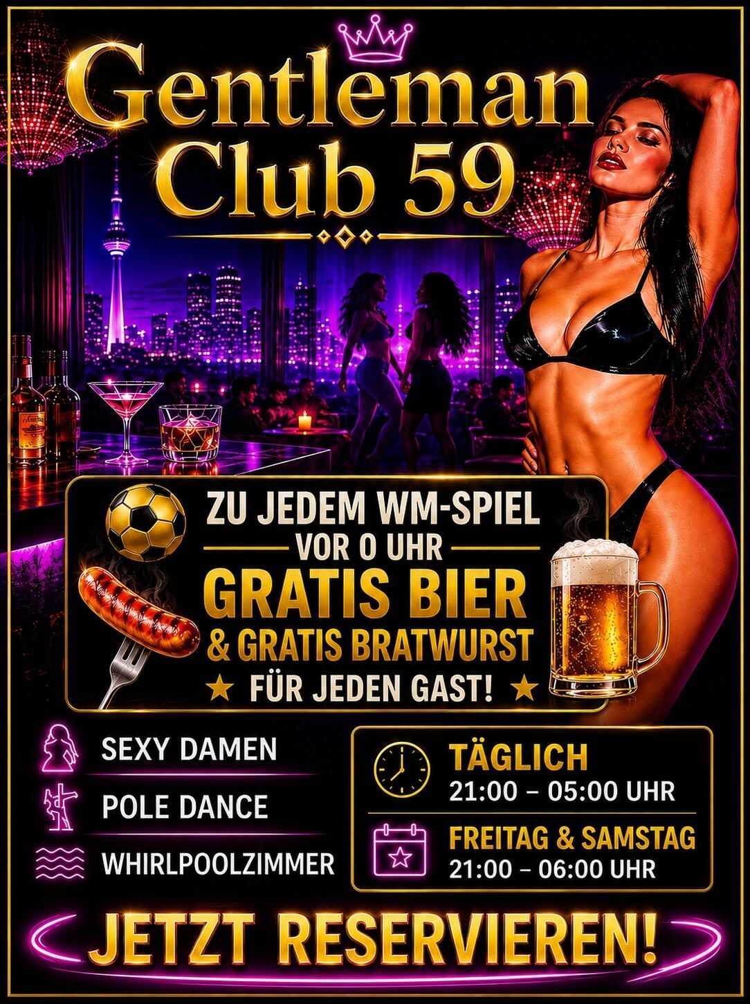 Flyer des Bordell Club 59 zur Fußball WM 2026